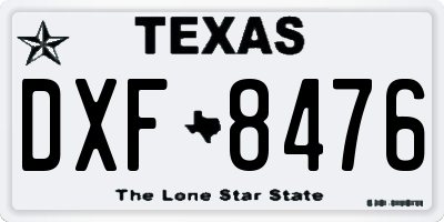 TX license plate DXF8476