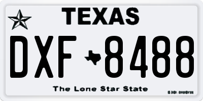 TX license plate DXF8488