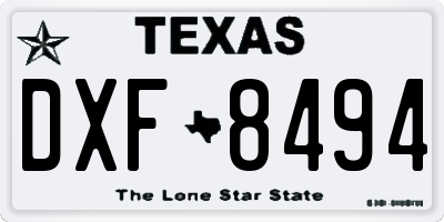 TX license plate DXF8494