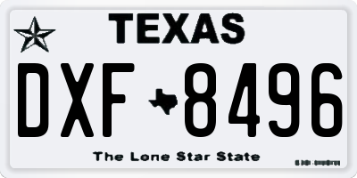 TX license plate DXF8496