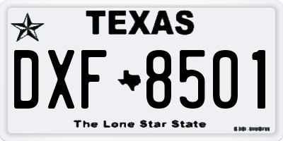 TX license plate DXF8501