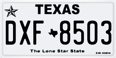 TX license plate DXF8503