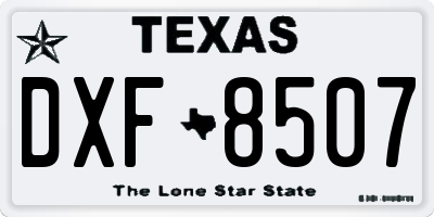 TX license plate DXF8507