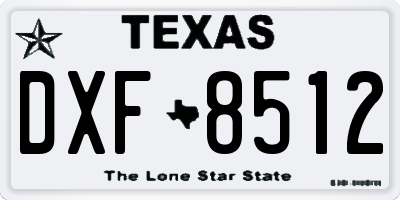 TX license plate DXF8512