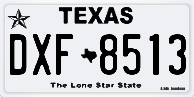 TX license plate DXF8513
