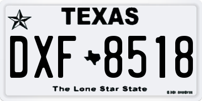 TX license plate DXF8518