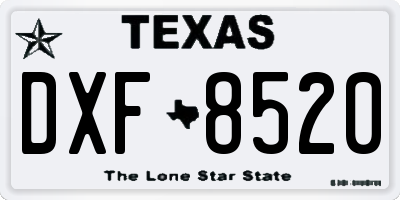 TX license plate DXF8520
