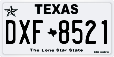 TX license plate DXF8521
