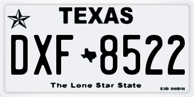 TX license plate DXF8522