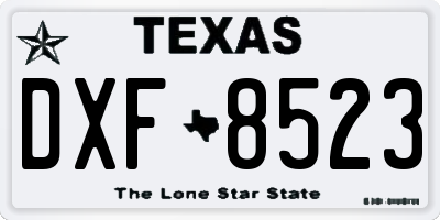 TX license plate DXF8523
