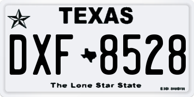 TX license plate DXF8528
