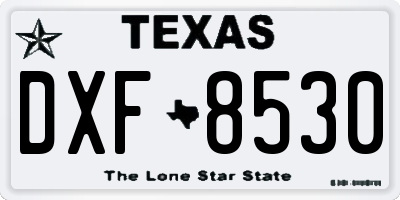 TX license plate DXF8530