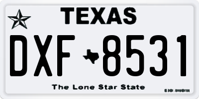 TX license plate DXF8531