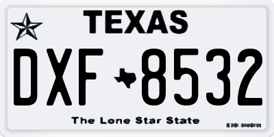 TX license plate DXF8532
