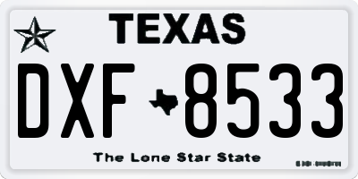 TX license plate DXF8533