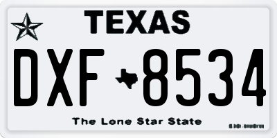 TX license plate DXF8534
