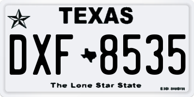 TX license plate DXF8535