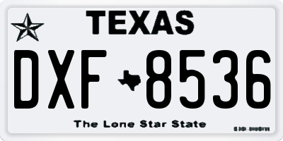 TX license plate DXF8536