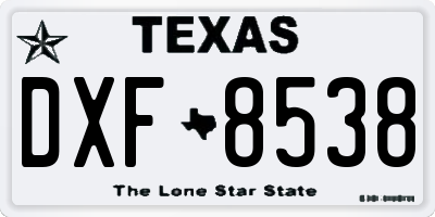 TX license plate DXF8538