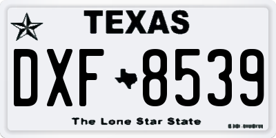 TX license plate DXF8539
