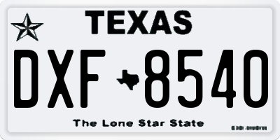 TX license plate DXF8540