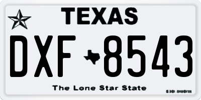 TX license plate DXF8543