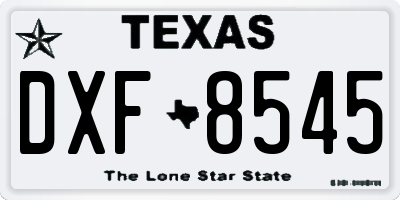 TX license plate DXF8545