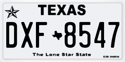 TX license plate DXF8547