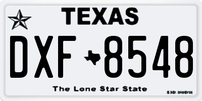 TX license plate DXF8548