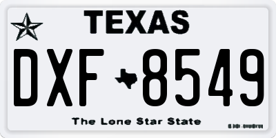 TX license plate DXF8549