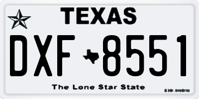 TX license plate DXF8551