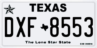 TX license plate DXF8553