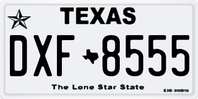 TX license plate DXF8555