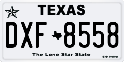 TX license plate DXF8558