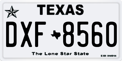 TX license plate DXF8560