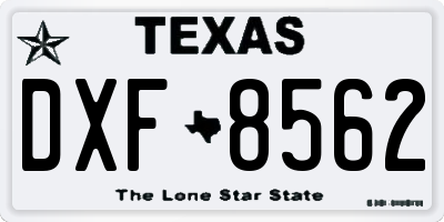 TX license plate DXF8562