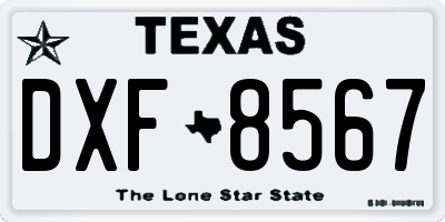 TX license plate DXF8567