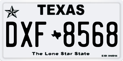 TX license plate DXF8568