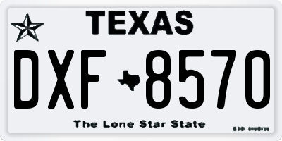 TX license plate DXF8570