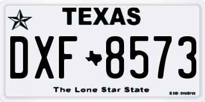 TX license plate DXF8573