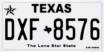 TX license plate DXF8576