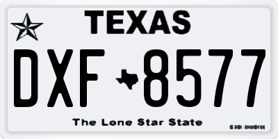 TX license plate DXF8577