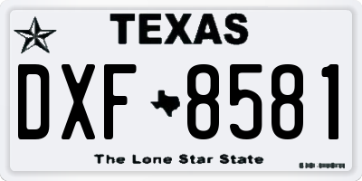 TX license plate DXF8581