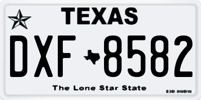 TX license plate DXF8582