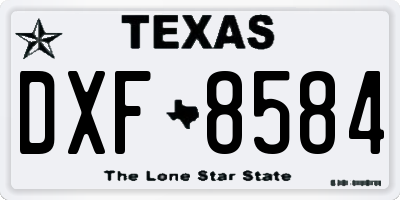 TX license plate DXF8584