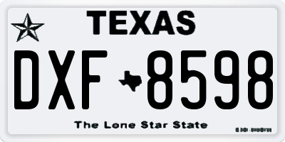TX license plate DXF8598