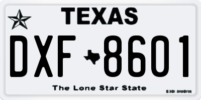 TX license plate DXF8601