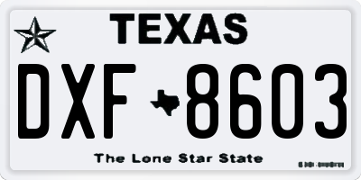 TX license plate DXF8603