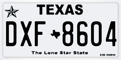 TX license plate DXF8604