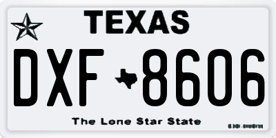 TX license plate DXF8606